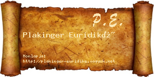 Plakinger Euridiké névjegykártya